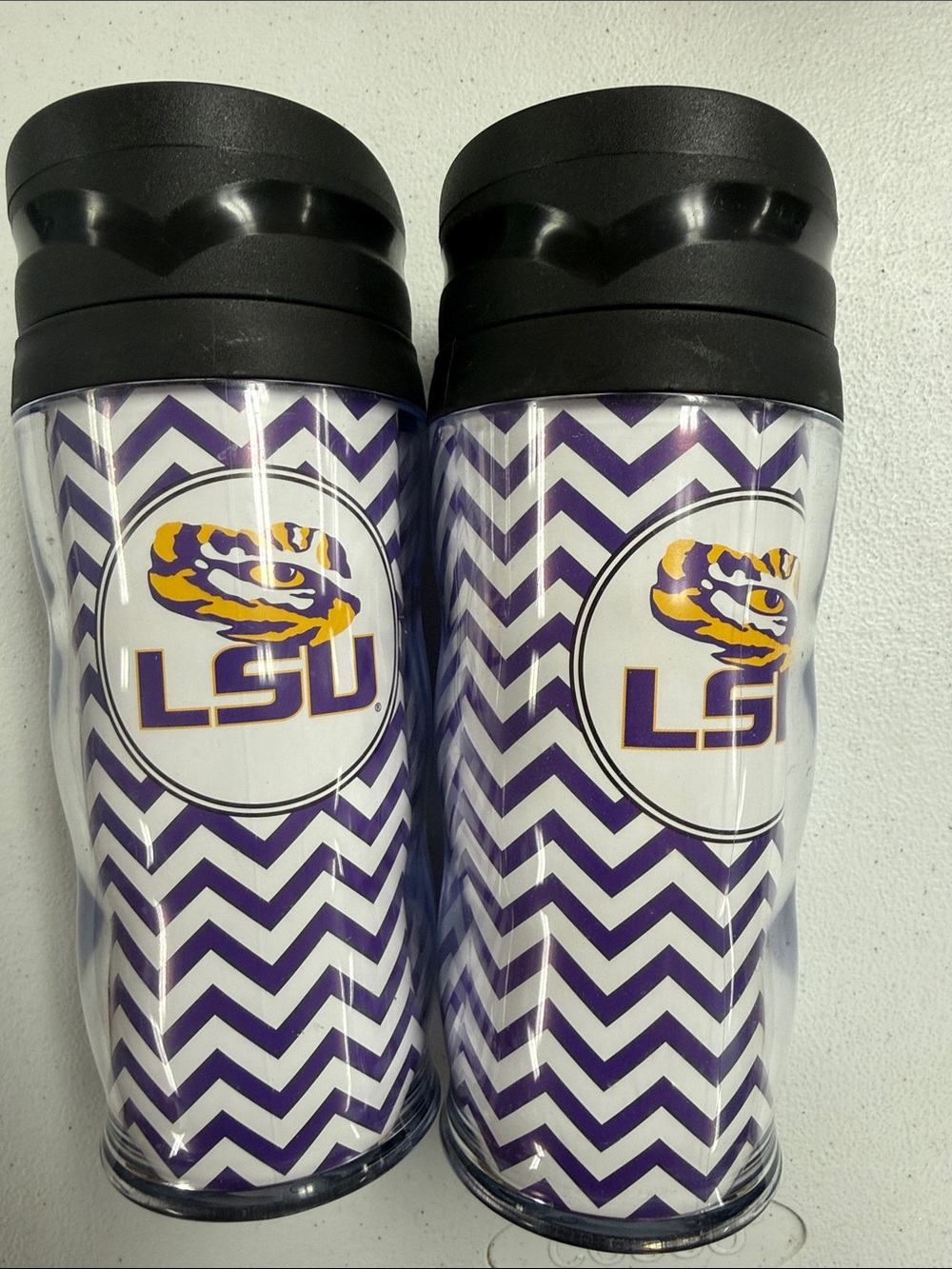 LSU Chevron Travel Tumblers - Purple & White (Set of 2)